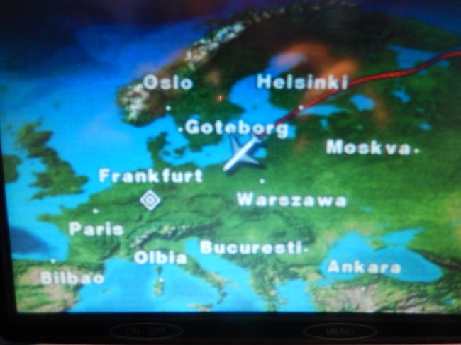 フランクフルトへ向けて飛行中