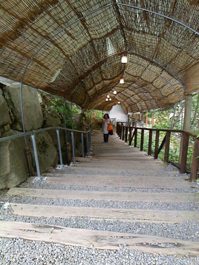 わーい温泉…すごく下にあるー<br />ワイルドな本物の温泉で　ただただ浸かるだけの至福のひと時です<br />体に付いた硫黄の匂いがしばらく消えませんでした
