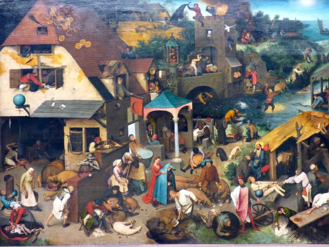 お父さんブリューゲルの「ネーデルラントの諺」ですよ！