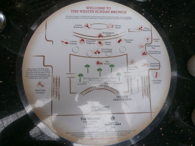 どこに何があるか・・・地図です。ちなみにシャンパンは注ぎにきてくれます・・・ロゼはウエルカムドリンクとしてはただですが、2杯目からは有料になるので我慢！