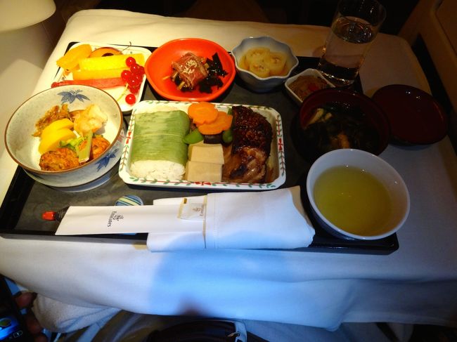 これはドバイー関空間の和食。一度に全部お盆に乗っている。他のところは普通、ひとつづつ持ってくるが。器も安っぽい。味ももひとつ。