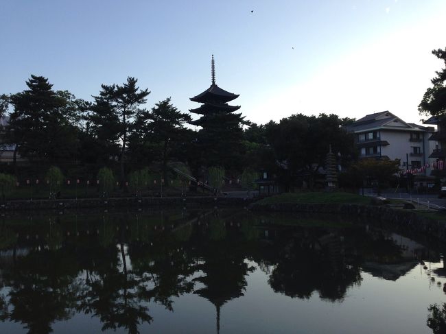 興福寺の五重塔もシルエットに。