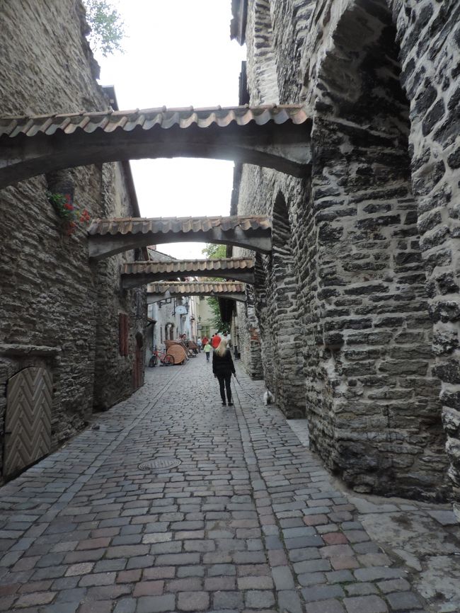 カタリーナ通り。通路上のアーチは建物の補強のため作られたという。