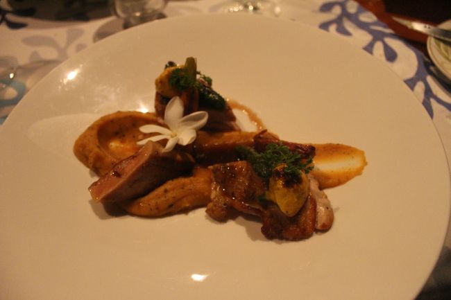 鶏のお料理です。<br />美味しかったみたい。<br />私は鶏も食べれない事はないけどお魚に替えてもらいました。