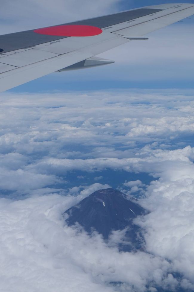 今度は富士山のほぼ真上を飛行します<br /><br />今、どのくらいの人数の人が山に登っているのかな？