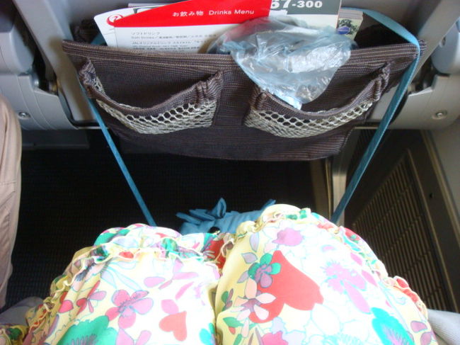 エコノミー席です。身長１５５センチの私の足元はこんな感じ。