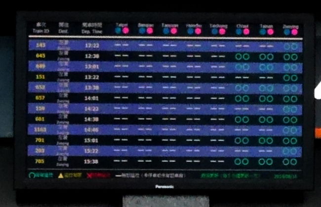 切符販売の上にある，指定券の状況．日本の新幹線そっくり