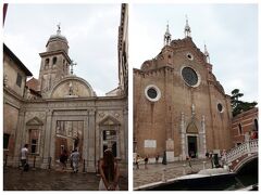 左 Scuola grande di San Giovanni Evangelista
右 フラリ教会 Frari Basilica

フラリ教会にはティツィアーノの大作が見られるそうですが、もう教会はイヤだという夫が不機嫌サインを出してきたので断念。疲れてきてるからか怒りっぽい。