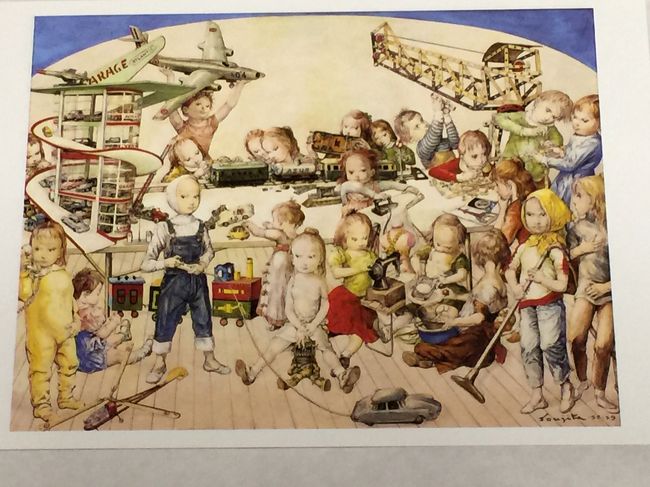 『機械化の時代』<br /><br />レオナール・フジタ<br />1958-59年　パリ市近代美術館所蔵<br /><br /><br />奥様が美術館に寄贈された様です。<br />３枚ほどこの方の絵がありましたが<br />『フランスの48の富』という絵も<br />面白い絵でした。