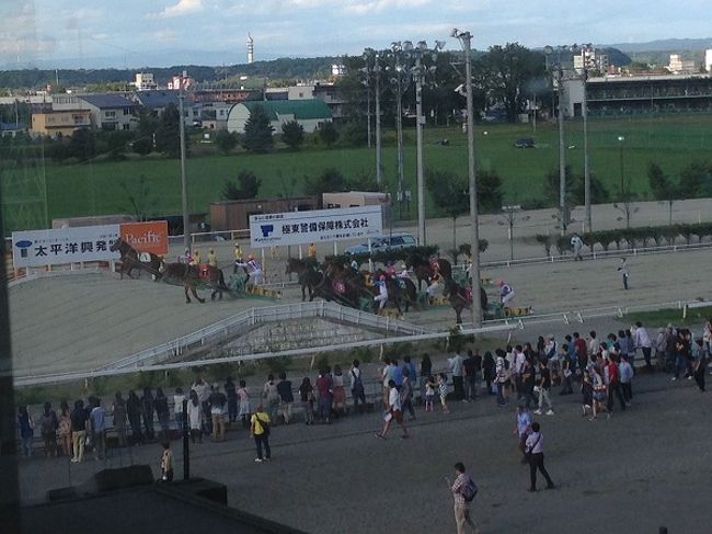 ⑥旧アナウンス室からレースを鑑賞。<br />レースの始まりが近づくと、馬の出走コースに並行してつくられている「エキサイティングゾーン」と呼ばれる場所にお客さんが集まり始めました。通常の競馬と違って馬のスピードが遅いので、お客さんは馬と並走して応援することができます。