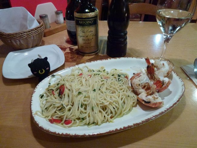 ペペロンチーノ。<br />海老を入れて6ユーロアップ