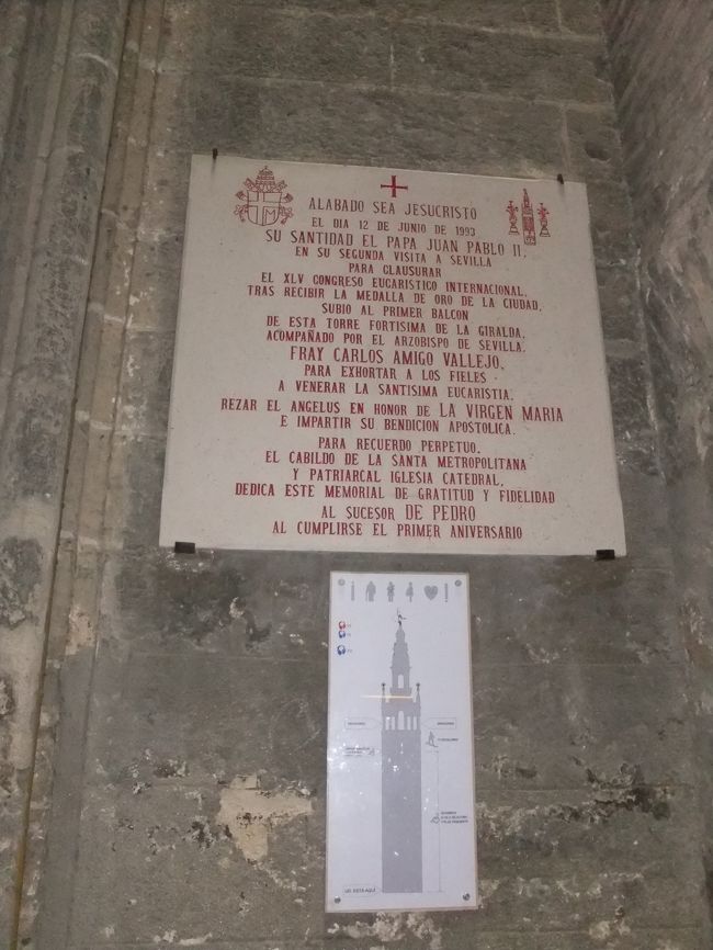 ヒラルダの塔の頂上へ歩いて登ります。往復２０分ほどですが、ゆるい坂ではないので、足が悪い方には厳しいですね。頂上からの景色はきれいで、登る価値ありです。