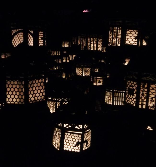 特別公開の灯籠の部屋では真っ暗な中で灯籠がキレイでした。