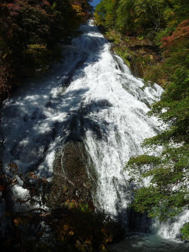 湯滝を目の前にして、ここまで歩いた疲れも吹き飛んだ。