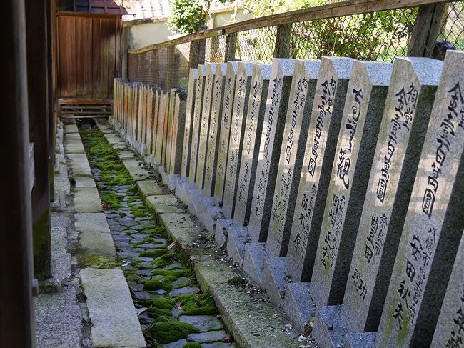 石段横の奉納石柱