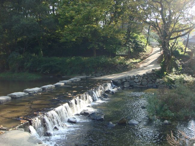 小川が流れていて渡り石が敷かれています。<br /><br />渡って向こうに行ってみました。<br /><br />小川のせせらぎが耳に気持ち良かったです。