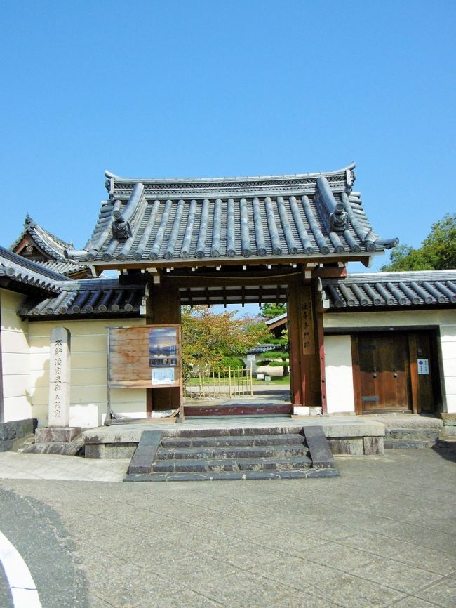 待っていてくれたタクシーで、近くの「法華寺」へ。<br /><br />入口の「赤門」を潜ると、拝観受付。