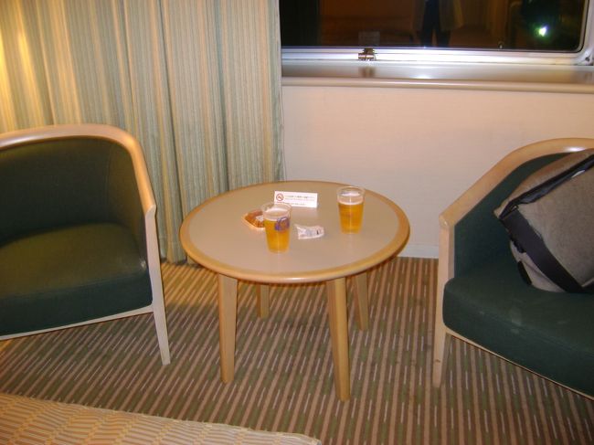 <br /><br />　　ちっちゃなリビングセット。<br /><br /><br />　　ここでコンビニで買ったお夜食を食べた。<br /><br /><br />　　夕食はしっかり食べたけど、相方が　呑兵衛なもんで。