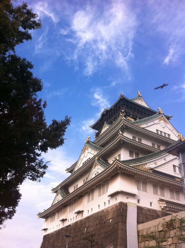 鹿を見すぎたので、大阪に戻ります。<br />大阪城は見たいということで、大阪城。<br />でも、天守閣には登らなくてもいいということで、下からだけパシャッ。
