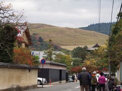 向こうに若草山が見えます。