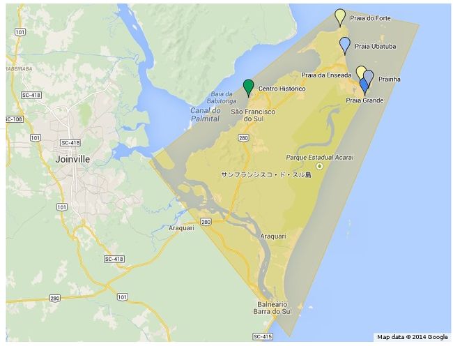 地図URL<br />https://mapsengine.google.com/map/u/0/edit?mid=zBdbFkzJTAx8.k2S6PcxTbtDg<br /><br />サンフランシスコ・ド・スルの街の中心にある、歴史的街並み地区（Centro Histórico）は、前回紹介したビーチから車で３０分程の距離にあります。<br />