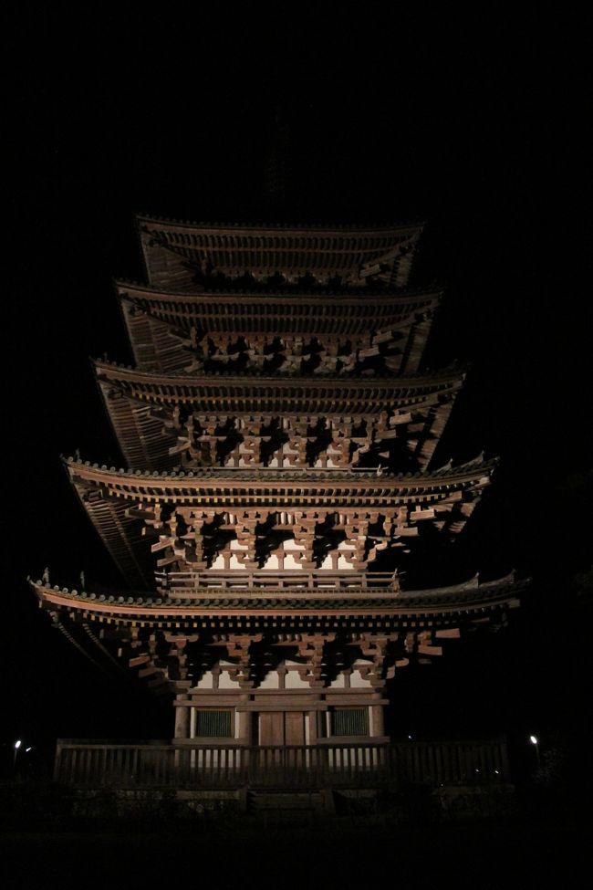 時間があまりないというのに、折角だからとライトアップされた五重塔の写真を撮って、足早に醍醐寺を後にしました。