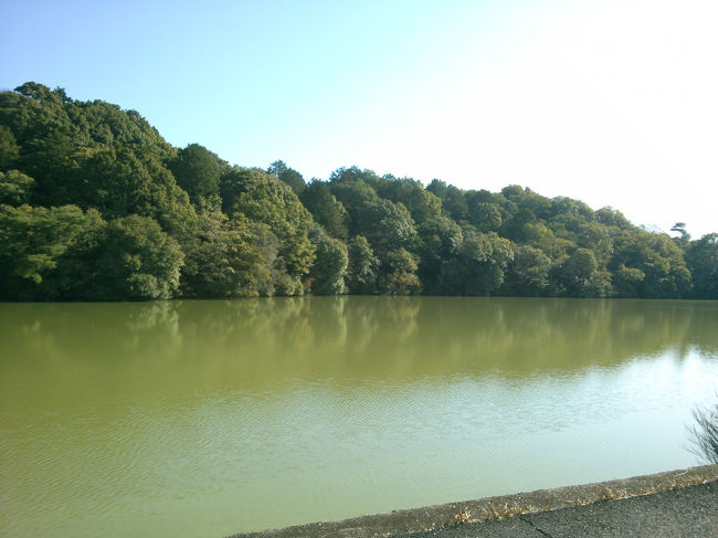 ウワナベ古墳を横から(笑)<br /><br />スマホに入りきらない<br /><br />真ん中辺りが古墳のくびれ部分