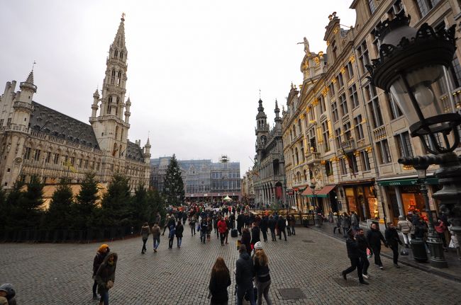 そしてグランプラス。<br />ベネチアのサンマルコ広場、シエナのカンポ広場など、<br />「世界一美しい」と言われる広場と比べてもさすがの貫録。<br /><br />ヨーロッパの広場は何処でもだいたいそうだが、広角レンズ<br />じゃないと全体が画面に収まらない。<br />写真好きな方へ、<br />ヨーロッパは望遠よりも広角レンズですぜ旦那。<br /><br />