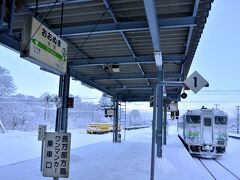 8:00 JR函館本線のローカル列車は大沼駅に到着です