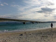 この古宇利島ふれあい広場にはビーチがあり、そこから古宇利大橋が眺められます。