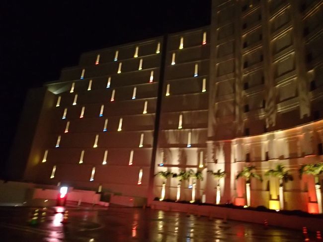 写真がブレてますがホテルが綺麗にライトアップされてました。<br /><br />今朝も早かったので早く寝ます。<br />おやすみなさ〜い(-_-)zzz