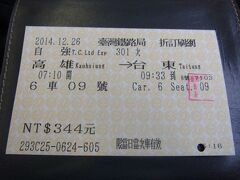 高雄から台東へは自強号で2時間半ほど。
ちょうど通勤の時間帯だったせいか、席がなくて立ってる人もいました。