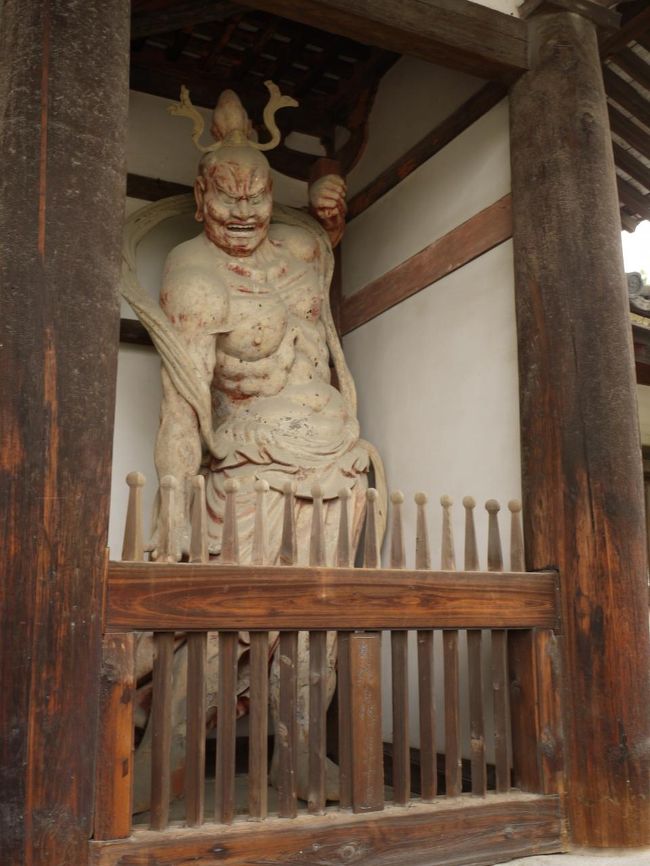 ・・・・かっこいい！！<br /><br />今まで見た仁王像、金剛力士像の中でダントツかっこいいと思った。<br />門が飛鳥時代の建築なのに対し、仁王像は奈良時代の作だそうで、国内最古の仁王さんたちなんだって！