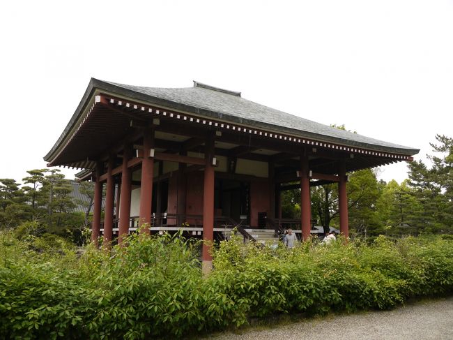 これが中宮寺！<br />なんだか今まで見てきた建物とは違う。。。<br /><br />この鬱蒼とした草はやまぶき。<br />そして建物はお掘りに囲まれて、なんだか神殿のような雰囲気。