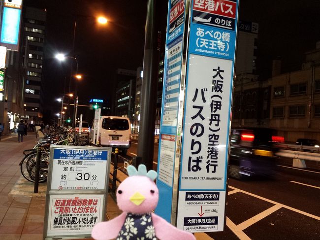 18:30<br />空港バスに乗って伊丹空港へ向かいます。<br />