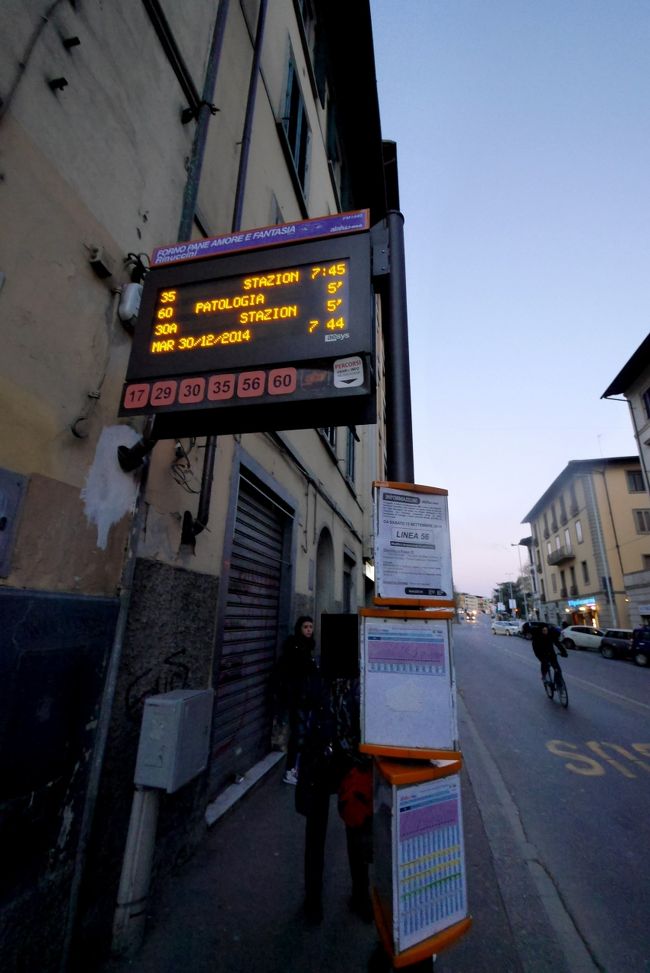 Ponte Alle Mosseの停留所．ここには中距離バスが降車専用でたびたびつくが，乗車できるのはこの番号だけ