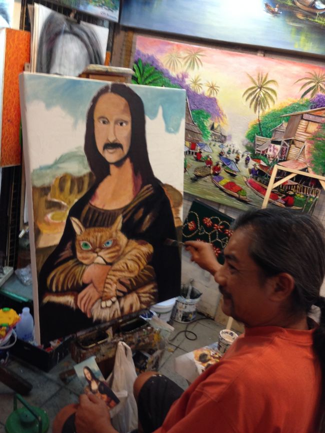 デフォルメされたジョコンダ婦人<br /><br />抱っこした猫がうちの”つよし”そっくり