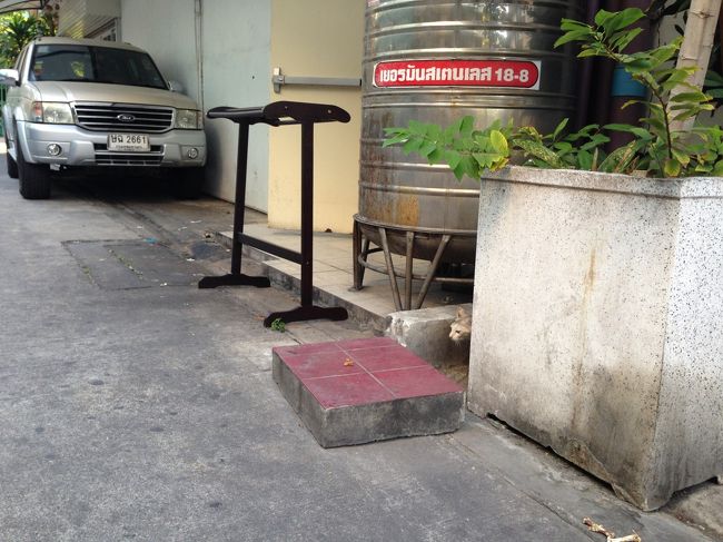 ジムトンプソンで<br />ひとしきり買い物したあと<br />バンジャーク駅に戻る途中<br />猫ちゃん発見