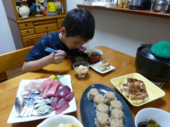 甥っ子2号と夕食。
