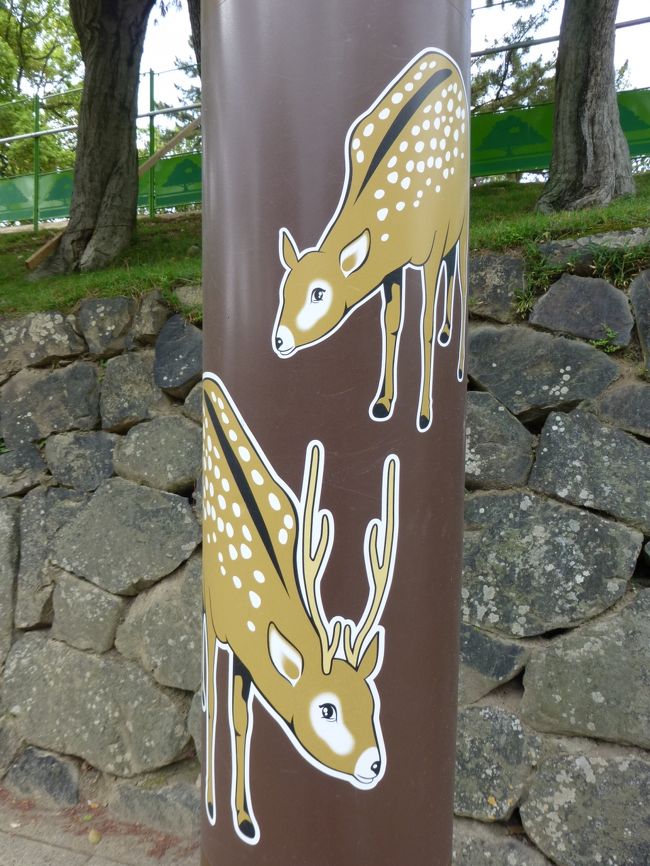 電柱にもかわいい鹿さんたち。