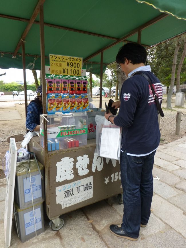 だんなのお楽しみの鹿のえさやりのため、鹿せんべいを購入。