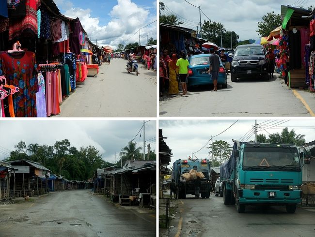 上段２枚の写真、下段２枚の写真は、どちらもセリキンの村。<br /><br />上段の２枚は、お店が賑々しく並ぶ週末バザール。<br />下段の２枚は、バザールが出ないガラ〜ンとした平日の様子。<br />　　　　　　　これは、先日、道の様子を見にやって来た時の様子です。<br /><br />その差にびっくり。