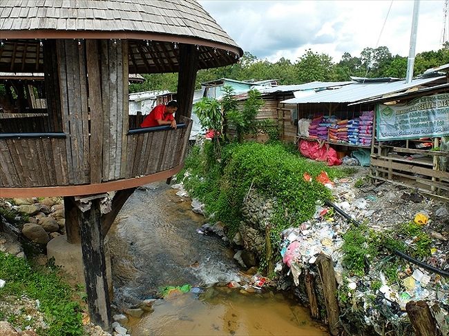 セリキンの村の入口あたり。<br /><br />わ！　村を流れる川にあんなにゴミが。<br /><br />ちゃんとゴミの収集車が来ているはずなのに…。<br /><br />メ！　(｀･ω･´)