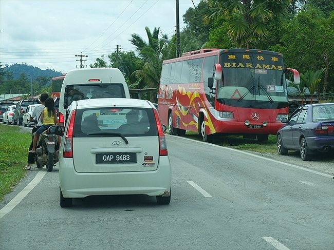 あちこち寄り道して着いたセリキンの村入口。<br /><br />週末にはバザールが出ると知っている近隣の人たちがドッとやって来て、村の入口付近は大渋滞。(´ﾟДﾟ｀)ﾝﾏｯ!!<br /><br />と、村の子ども達がやって来て、「こっち来て。」と車を誘導。<br />車が停められる脇道の空き地へと連れて行ってくれました。<br />お駄賃を兼ねた駐車料金は３リンギット。<br />(｡ ・ω・))ﾌﾑﾌﾑ　しっかりした子だわ〜。
