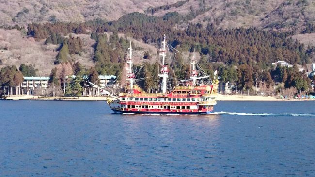 海賊船に乗って、箱根神社へ向かいます。船内相変わらず外国人の観光客多い。