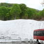 新緑のブナが美しい鍋倉山　空の青さと緑と雪の白