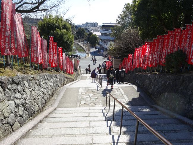 猿沢池へ階段を下ります。