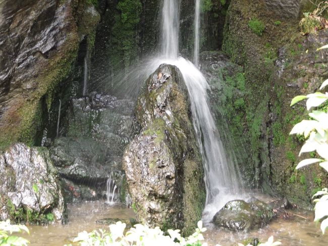 中央の石が鯉魚石、その鯉に似た石が滝を登るように見えるという「龍門滝」。<br />言われてみればそう見えないこともないですね。