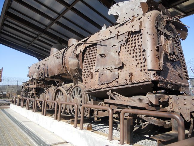 旧京義線で使われていた蒸気喫感謝。<br />朝鮮動乱で北朝鮮から銃器による攻撃を受け、銃痕の跡が痛々しい。　<br /><br /><br />