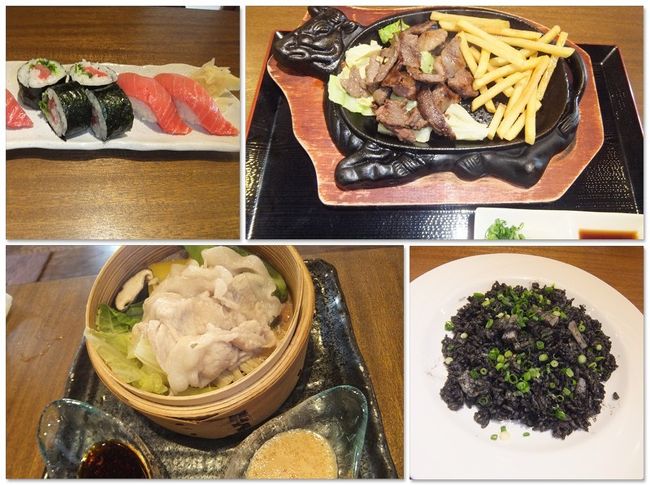 さらに、石垣牛のステーキ、まぐろにぎり、蒸しアグー豚と島野菜、いかすみチャーハンどれもめちゃうまかった！！<br />また食べたいな〜〜〜♪